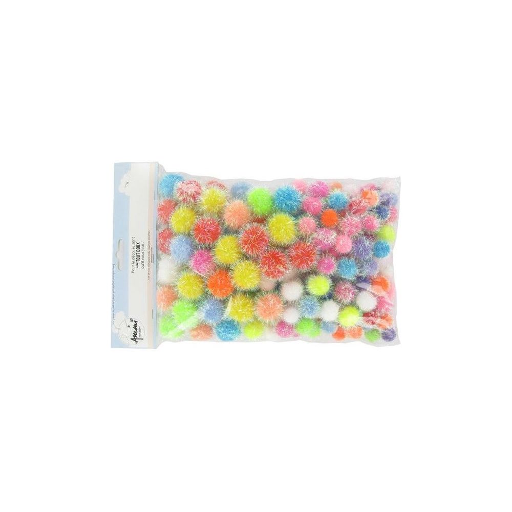 Pompons irisés avec tailles et couleurs assorties( sachet de 200)