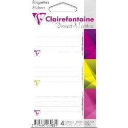 Etiquettes Ecolier CLAIREFONTAINE - 75 x 33mm (Pochette de 12)**