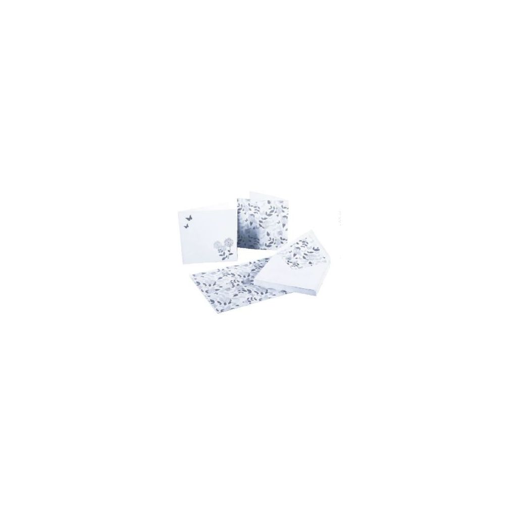 Carte double rainée - Papillons -160 x 160mm - 210g (Paquet de 10)**