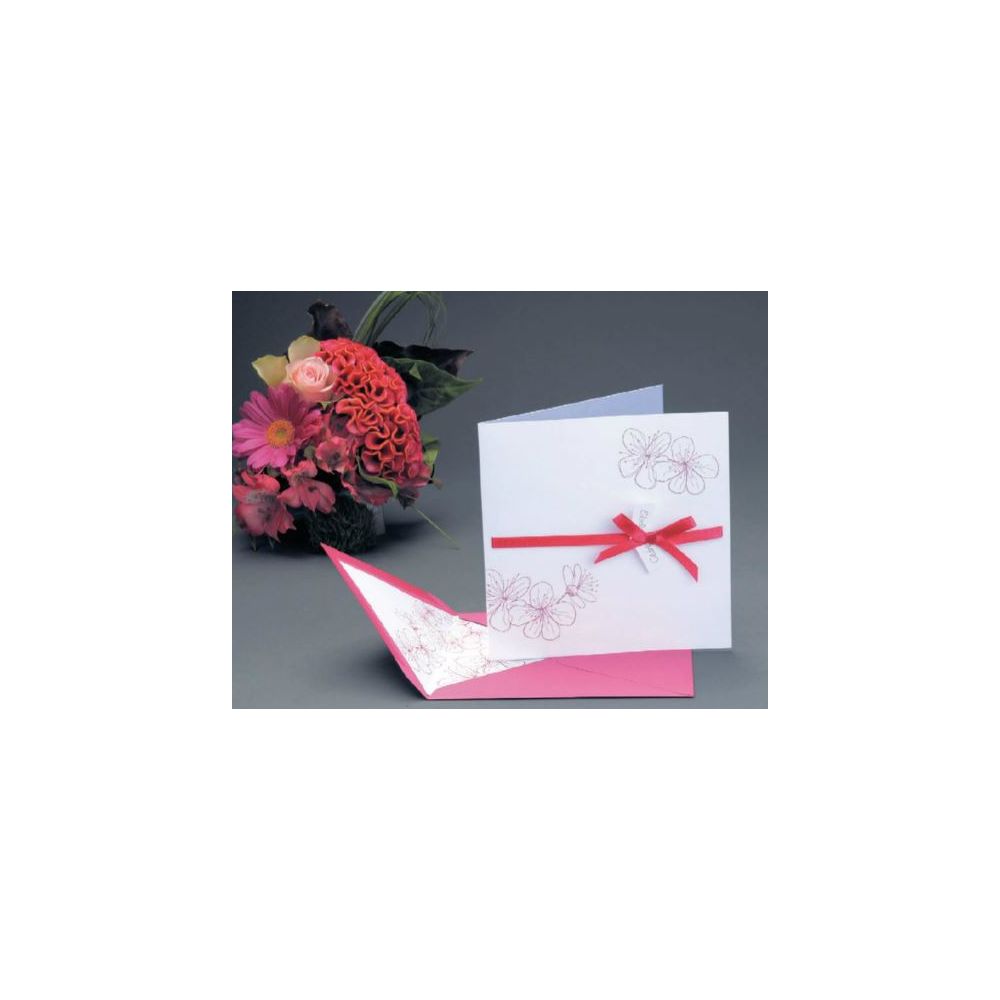 Carte double rainée - Framboises - 160 x 160mm - 210g (Pqt de 10)**