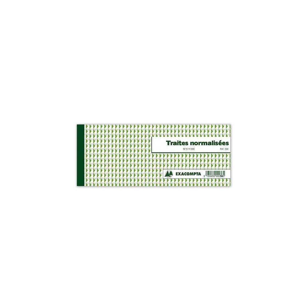 Carnet à souche TRAITES NORMALISEES - 21 x 10cm - 50 f - K11030-1