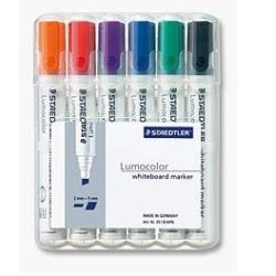 Marqueur effaç. STAEDTLER Lumocolor - Bis. 2 à 5mm - 6 COUL. 351BWP6
