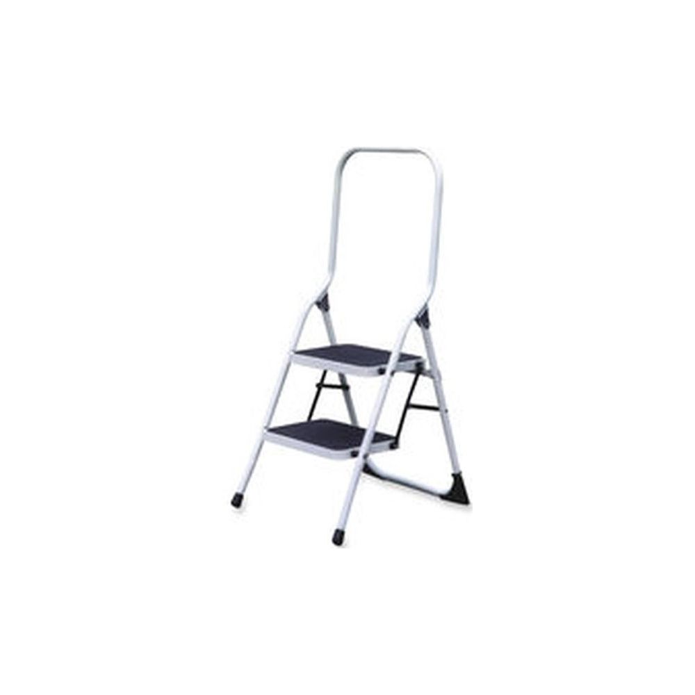 Escabeau 2 marches en acier epoxy - L 38 x 26 x 92cm - BLANC