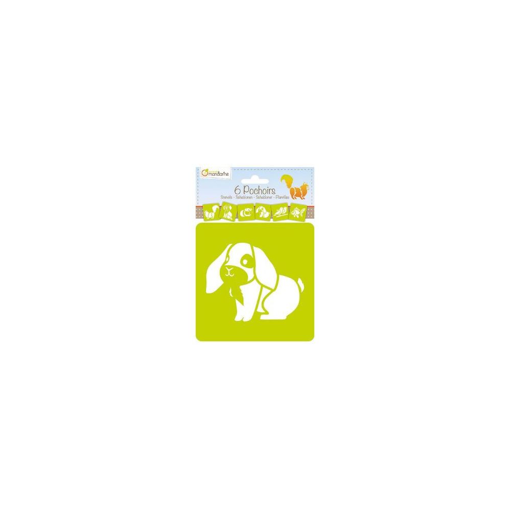 Pochoirs lavables MANDARINE Animaux Familiers (Set de 6)