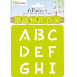 Pochoirs lavables MANDARINE Alphabet (Set de 6)