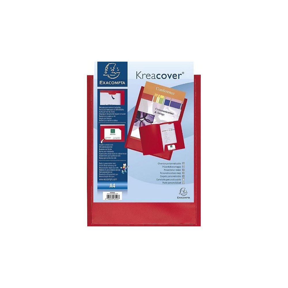 Chemise a 2 rabats Personn. PVC EXACOMPTA Kreacover ROUGE(unité)