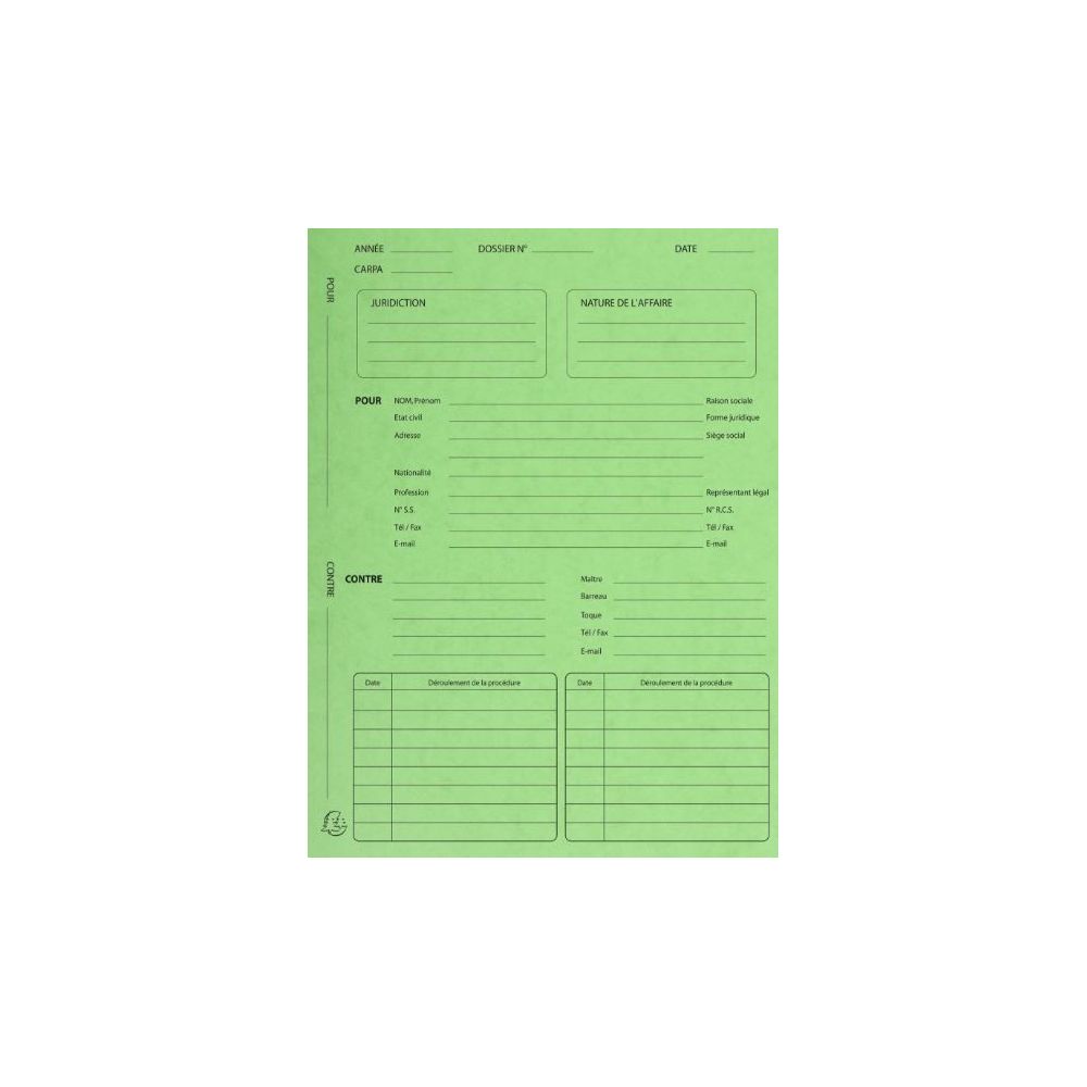 Chemise 24 x 32cm AVOCATS 265g EXCOMPTA par 25 VERT TILLEUL