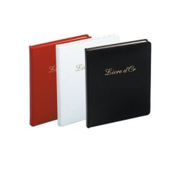 Livre d or en cuir (signet & tranche OR) - 27 x 22 cm - 140 p - BLANC