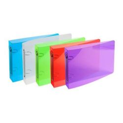 Classeur 2 anneaux - 14 x 18cm - PVC transp. Dos 40mm COUL ASS.**