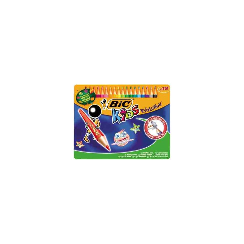 Crayon Couleur BIC EVOLUTION Recyclé - 18 couleurs boite métal
