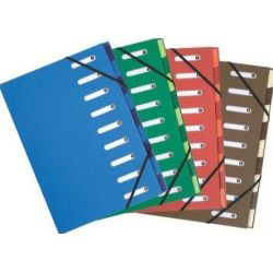 Trieur Carton Recyclé Elastiques - 09 compart.  Coul. Ass. EXACOMPTA