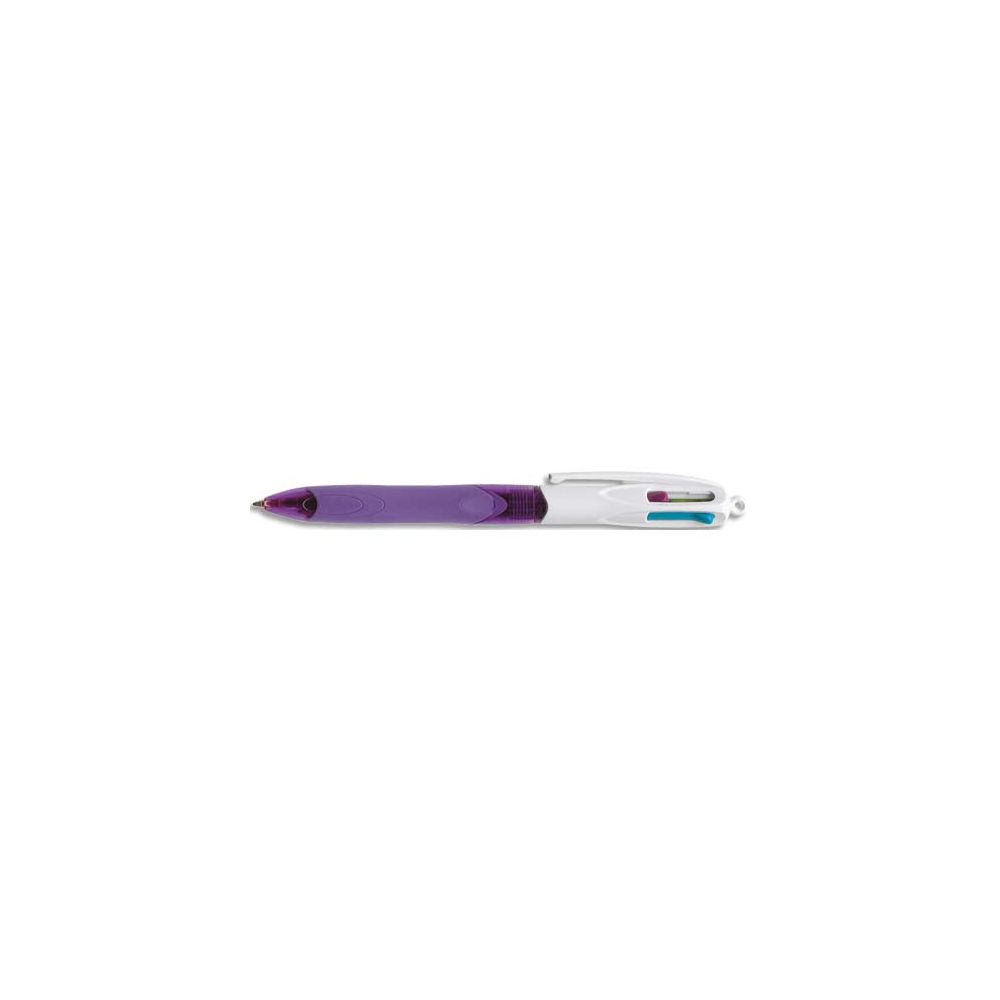 Stylo Bille BIC 4 coul. GRIP Fashion Rose,Vert Clair,Violet,Bleu Ciel