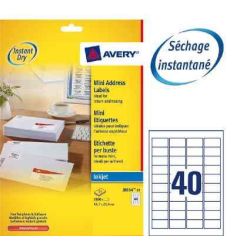 Etiquettes Multifonctions  12.7 x 22mm - 25 f. A4 -1200 Etiq. AVERY 