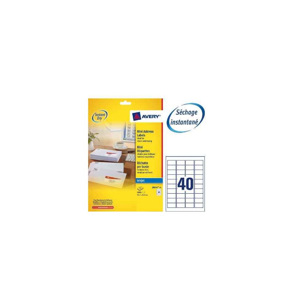 Etiquettes Multifonctions  12.7 x 22mm - 25 f. A4 -1200 Etiq. AVERY 