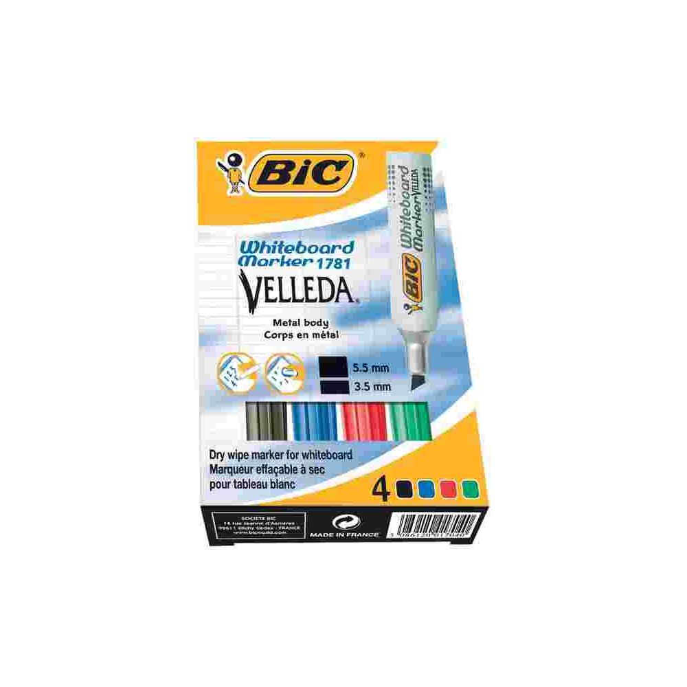Marqueur effaç. BIC VELLEDA 1781 - Bis. 3 à 6mm - 4 COUL. - 875787