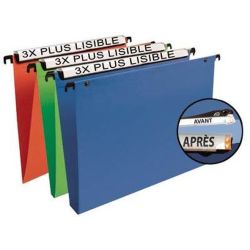 Dossier suspendu Tiroirs PVC Jumbo - Fond  50mm - BLEU (par 10)** NSF
