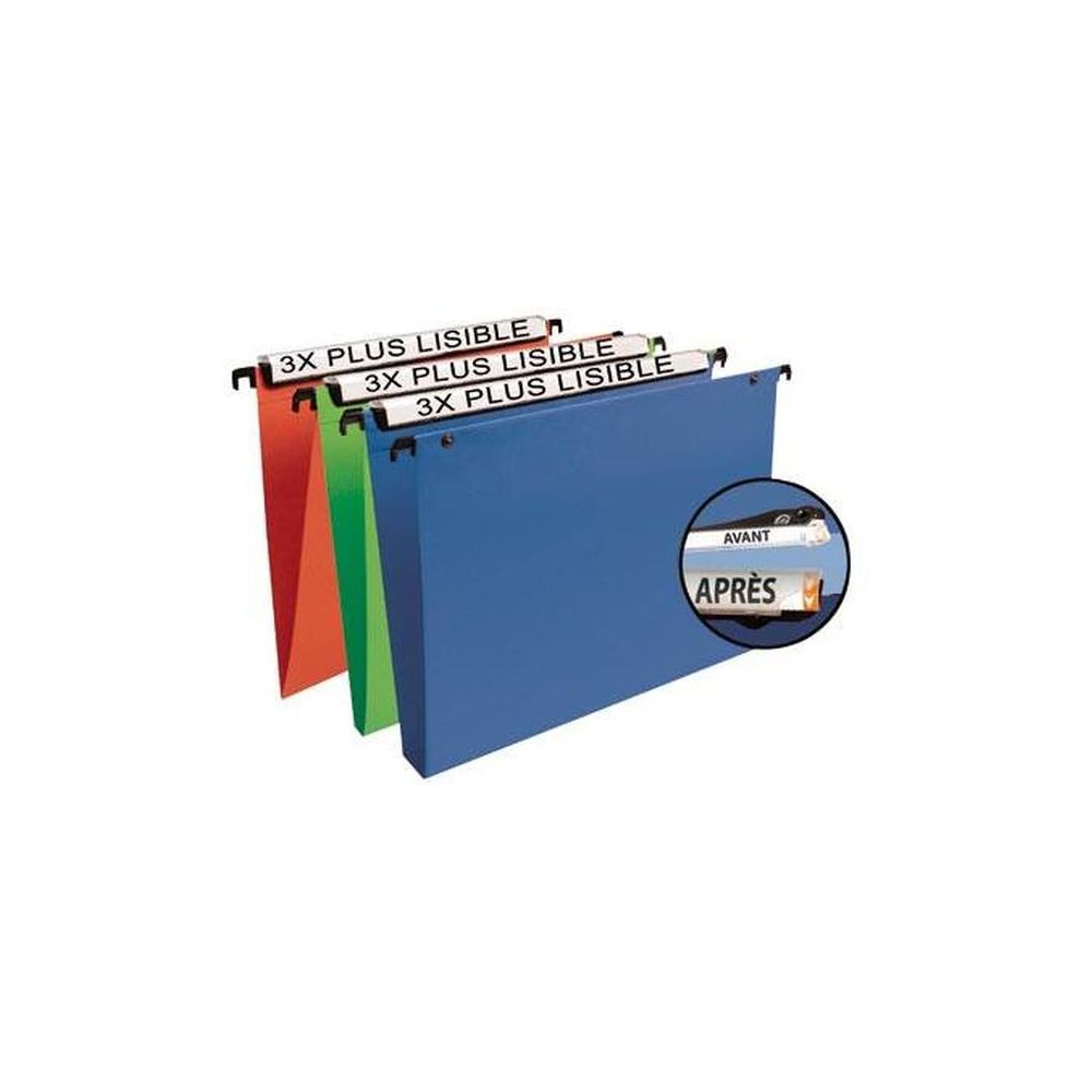 Dossier suspendu Tiroirs PVC Jumbo - Fond  50mm - BLEU (par 10)** NSF