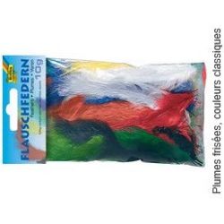 Plumes frisées de Dindon - couleurs classiques assort. (Sachet 10gr)