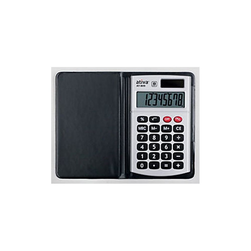 Calculatrice de poche 08 chif. ATIVA AT809 - 7 X 12cm - SOL./PILE