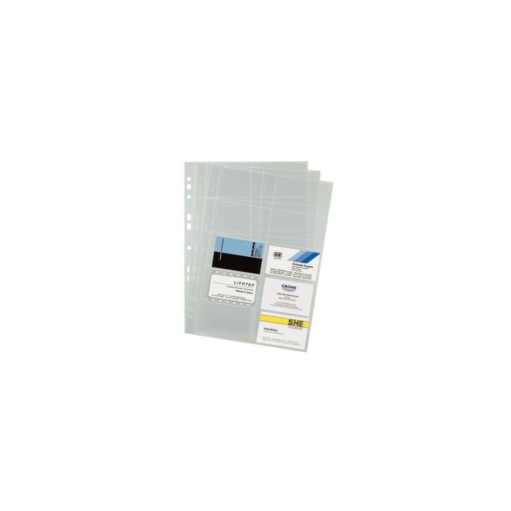 Pochettes perf. A4 pour carte de visite - PVC - 20 cases/Poch (Par10)