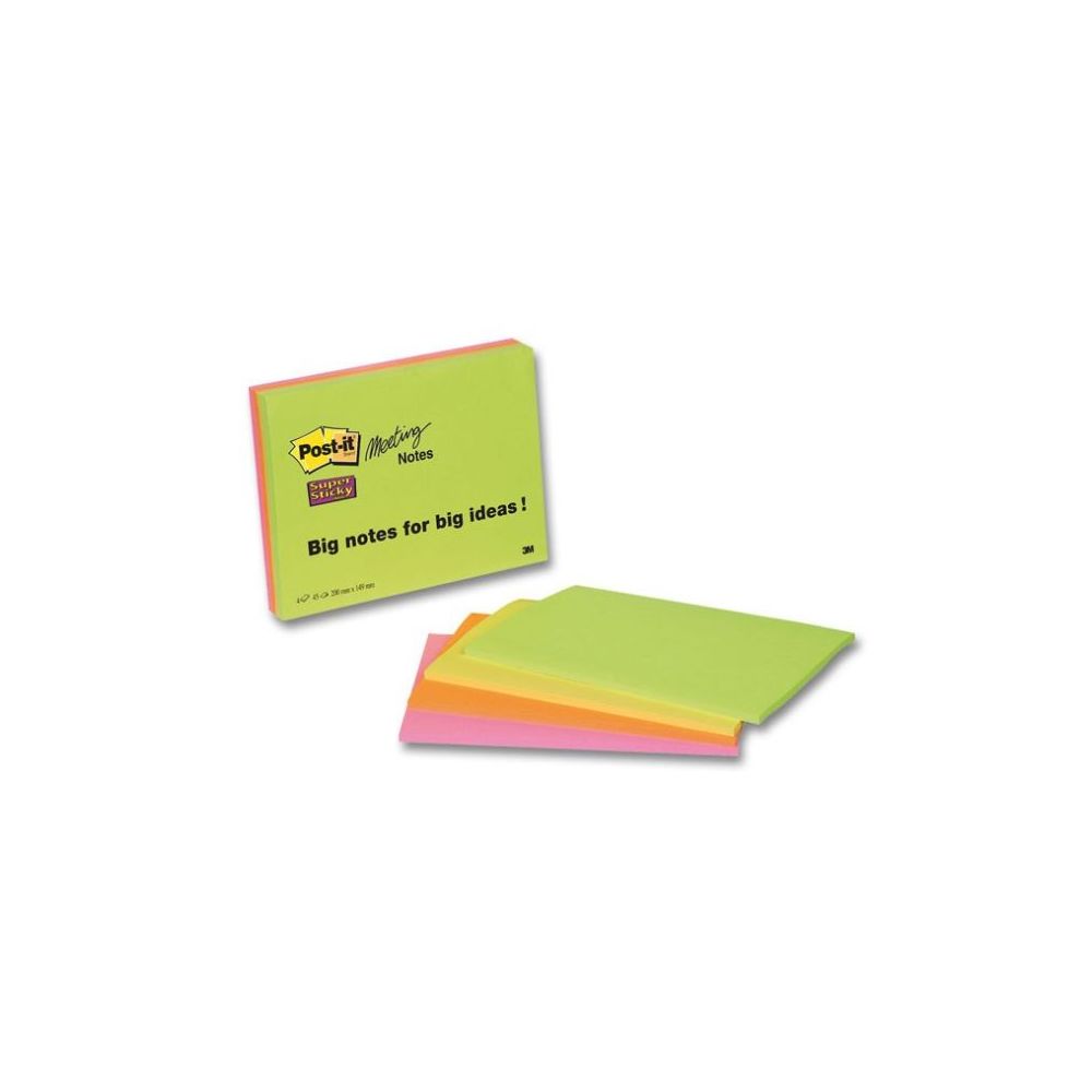 Bloc reposit. POST-IT Super Sticky 20 x 15cm - 4 x 45 f - 4 COULEURS
