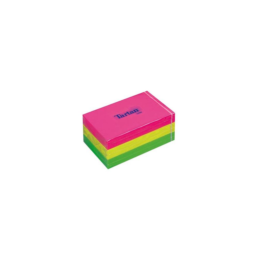 Bloc reposit. 76 x 127mm TARTAN JAU,VERT,ROSE 100 f(par 6)