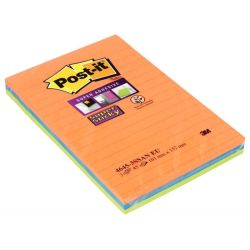 Bloc reposit. POST-IT Super Sticky 10 x 15cm - 3 x 45 f - 3 COULEURS