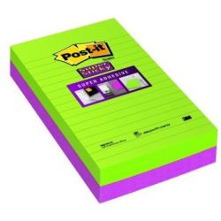 Bloc reposit. POST-IT Super Sticky 12 x 20cm - 2 x 45 f - 2 COULEURS