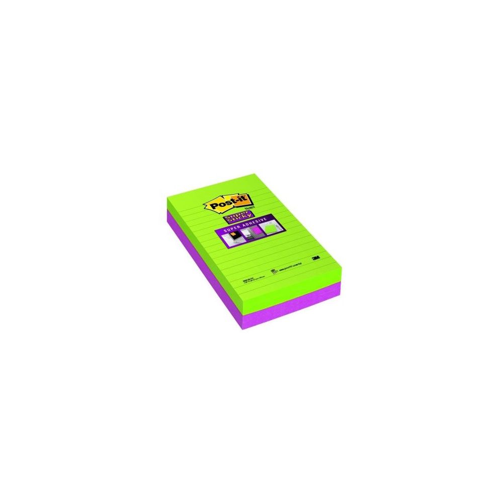 Bloc reposit. POST-IT Super Sticky 12 x 20cm - 2 x 45 f - 2 COULEURS