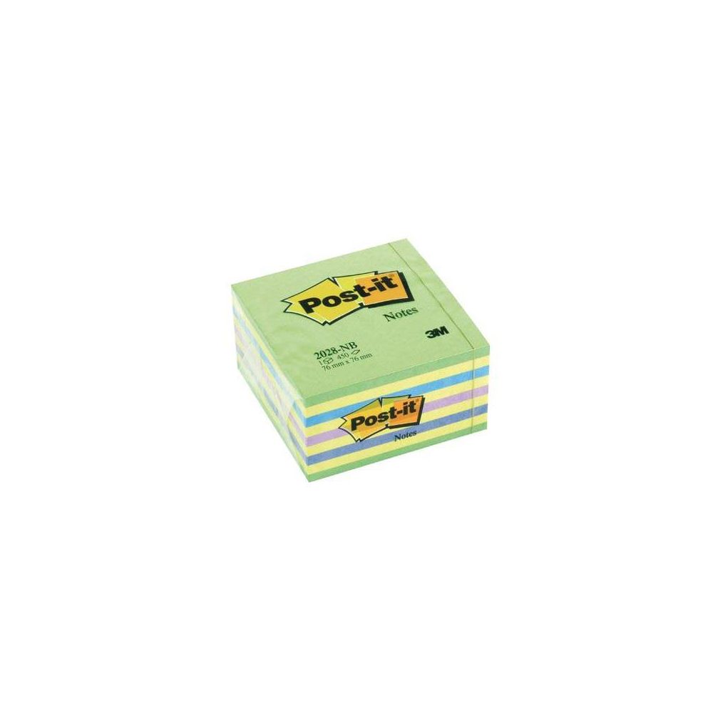 Bloc Cube repositionnable 76 x 76mm - POST-IT - 450 f- Multi vert