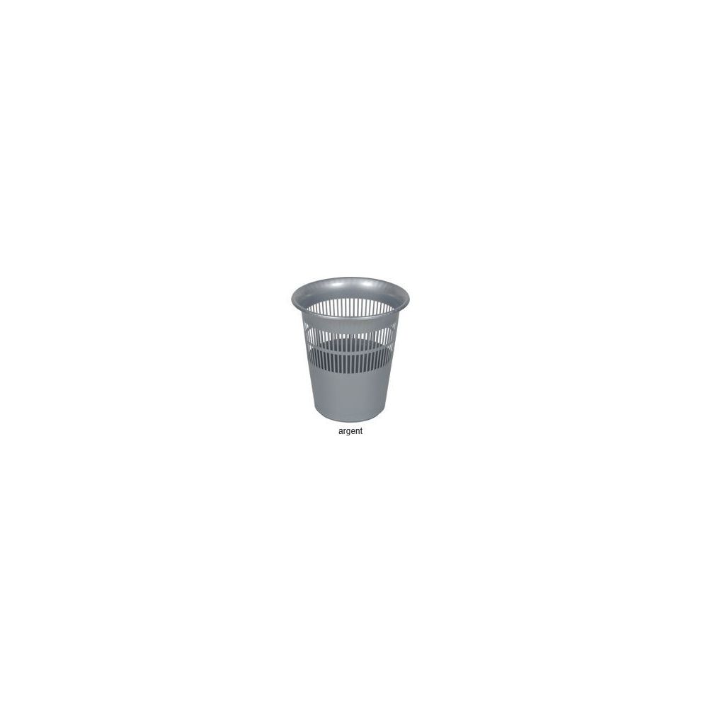 Corbeille papier en plastique ronde ajourée - 12 litres - ARGENT