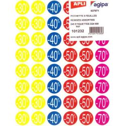 Etiquette Textile "Remises" auto AGIPA - Diam: 24mm - 240 pastilles