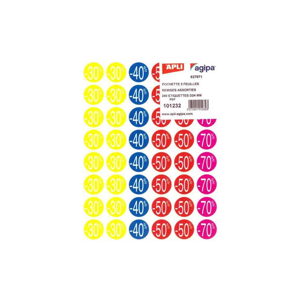 Etiquette Textile "Remises" auto AGIPA - Diam: 24mm - 240 pastilles