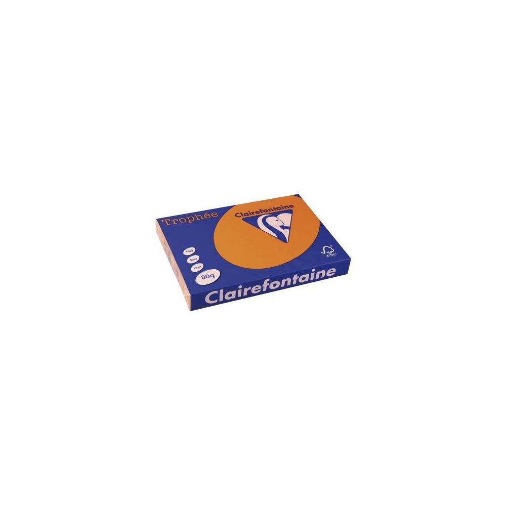 Rame A3 -  80g - Orange Vif  - CLAIREFONTAINE (500 f.) - Ref:1762