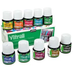 Encre en flacon PEBEO Vitrail (10 flacons de 45ml) Couleurs assorties