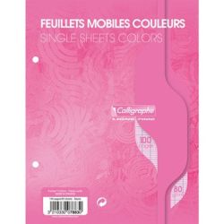 Feuillets mobiles - 80gr - 17x22cm Séyès 100 pages ROSE CLAIREFONTA
