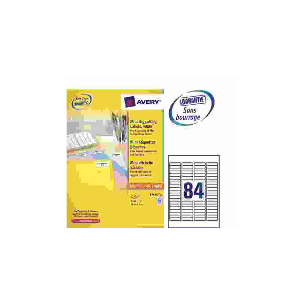 Etiquettes Multifonctions  46 x 11.1mm - 25 f. A4 -2100 Etiq. AVERY**
