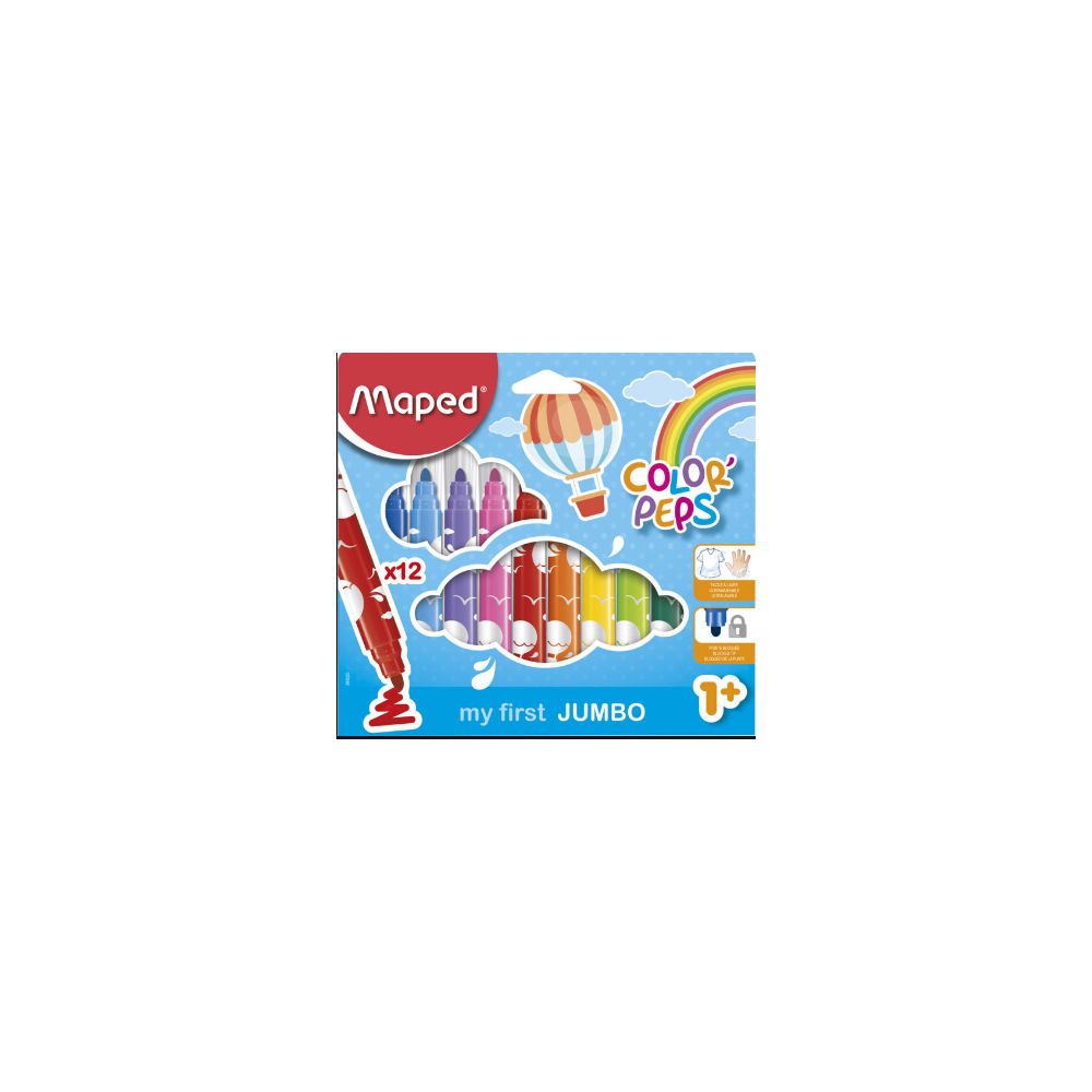 Feutre Couleur MAPED lavable COLOR PEPS JUMBO - 12 couleurs
