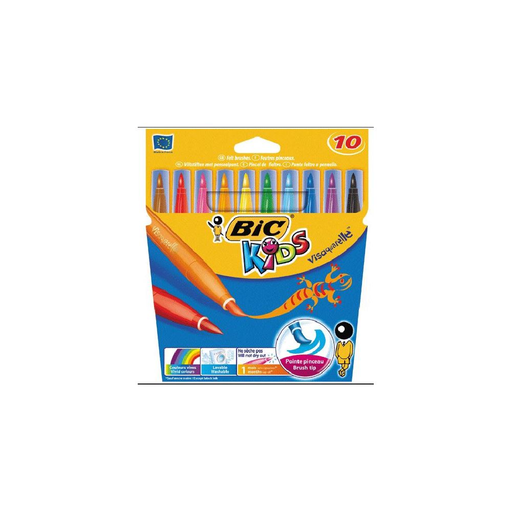 Feutre Couleur BIC KIDS Visaquarelle Pointe pinceau - 10 COULEURS