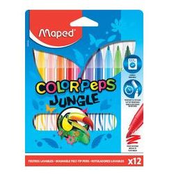 Feutre Couleur MAPED Color'Peps Jungle  Lavable - Moyen - 12 COULEURS