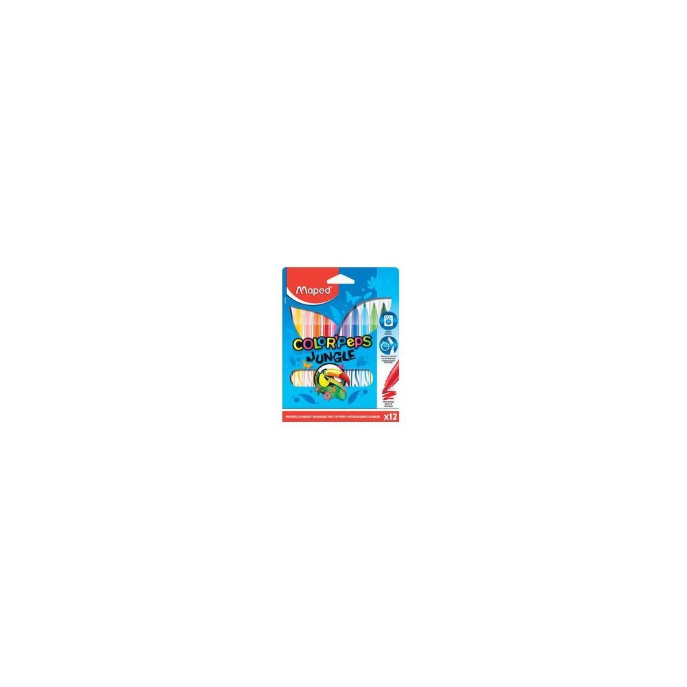 Feutre Couleur MAPED Color'Peps Jungle  Lavable - Moyen - 12 COULEURS
