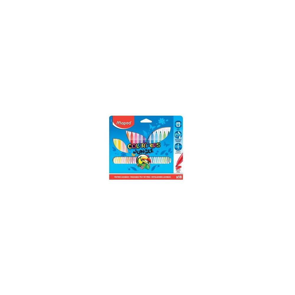 Feutre Couleur MAPED Color'Peps Jungle  Lavable - Moyen - 18 COULEURS