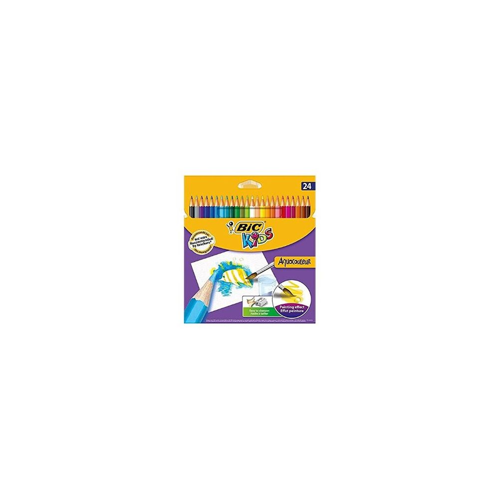 Crayon Couleur BIC KIDS AQUACOULEUR - Pochette de 24 couleurs