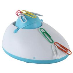 Distributeur de trombones aimanté avec roulette + réservoir - BLEU
