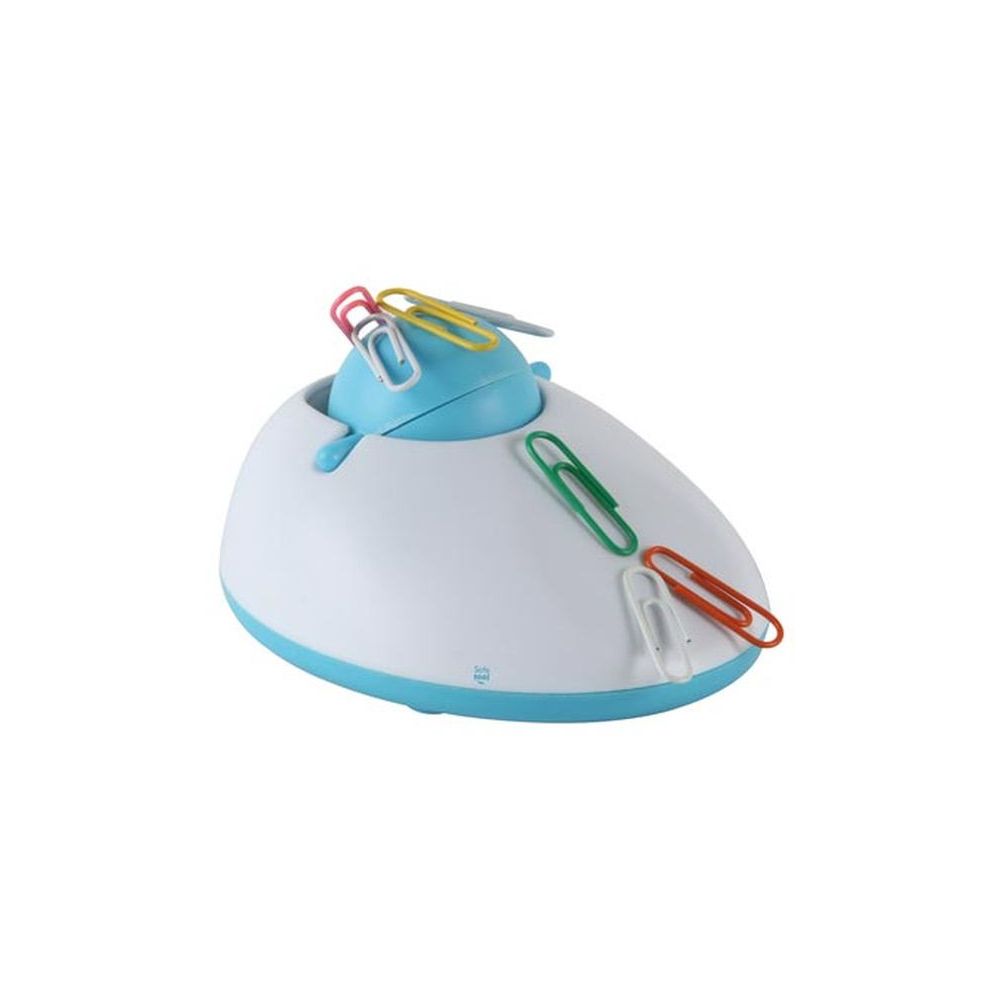 Distributeur de trombones aimanté avec roulette + réservoir - BLEU