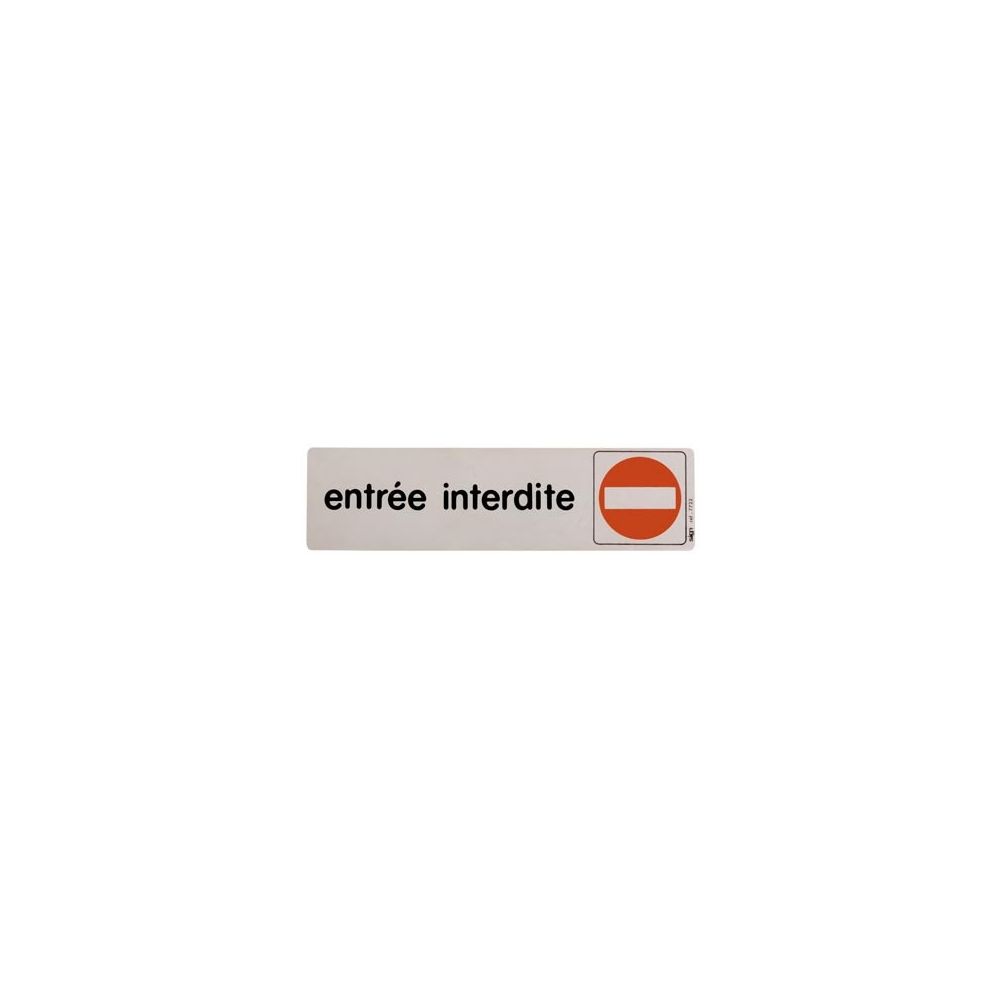 Plaque d identification "Entrée interdite" - 4.7 x 17 cm - Alu gravé