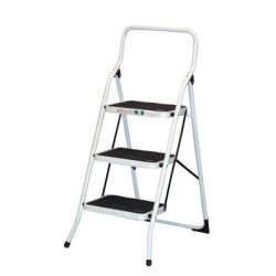 Escabeau 3 marches en acier epoxy - L 38 x 26 x 112cm - BLANC