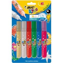 Colle à paillettes BIC Glitter Glue - Couleurs métal. assort. (Par 6)