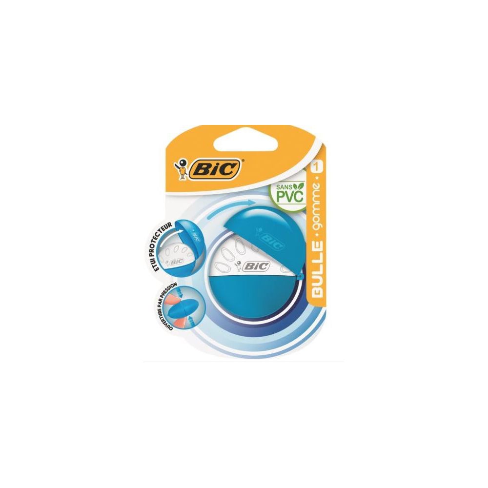 Gomme blanche BIC Bulle (sans PVC) Forme Galet avec étui