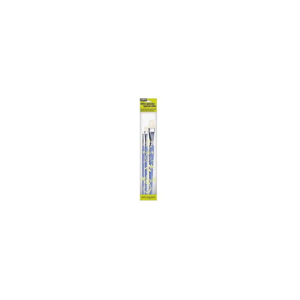 Pinceaux Soie Blanc Plat PEBEO N° 4 - 10 -18 (Pochette de 3)